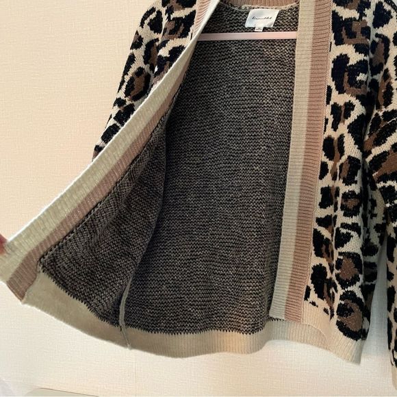 Anthropologie, Line & Dot, Leopard Print Open Cardigan, Cream, Brown & Black Tan - Picture 6 of 11